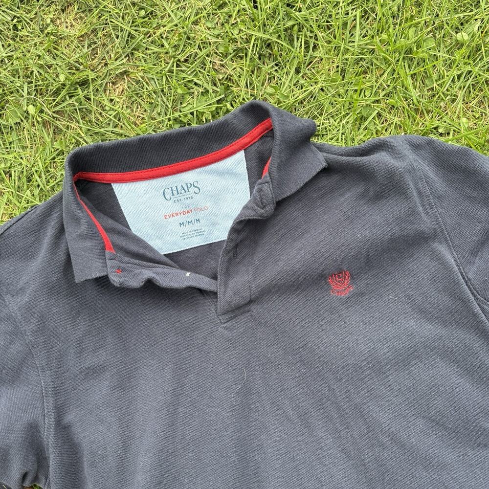 Chaps Natural Stretch Polo Shirt Mens M Black Short Sleeve Performance Golf